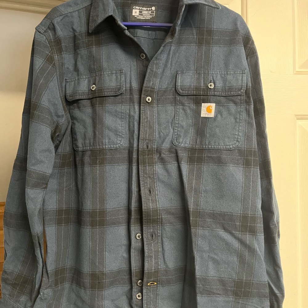 Carhartt Blue Plaid Button-Up Shirt